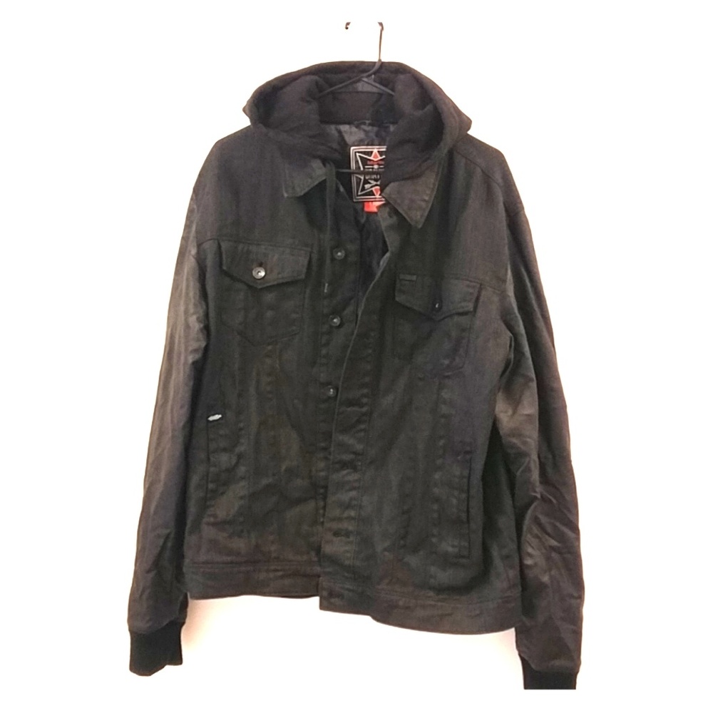 Dravus Black Denim Pleather jacket